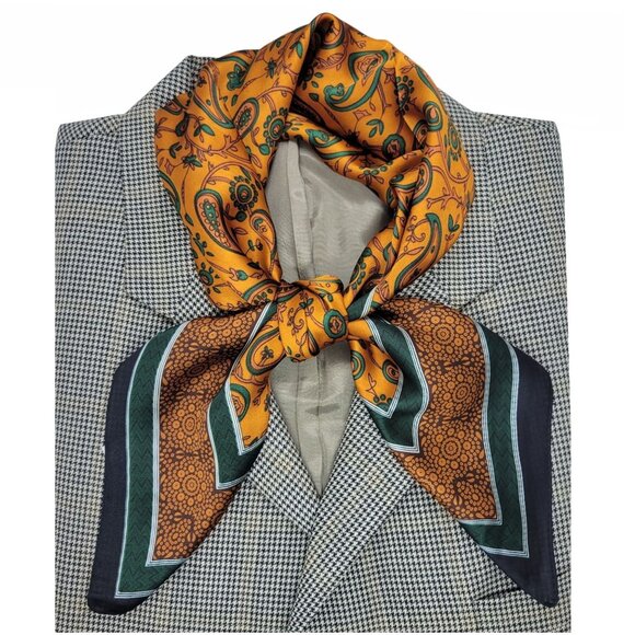 Unbranded Accessories - ✨Luxury Square Silky Satin Scarf Bandana Orange Geometric Head Neck wrap Hijab